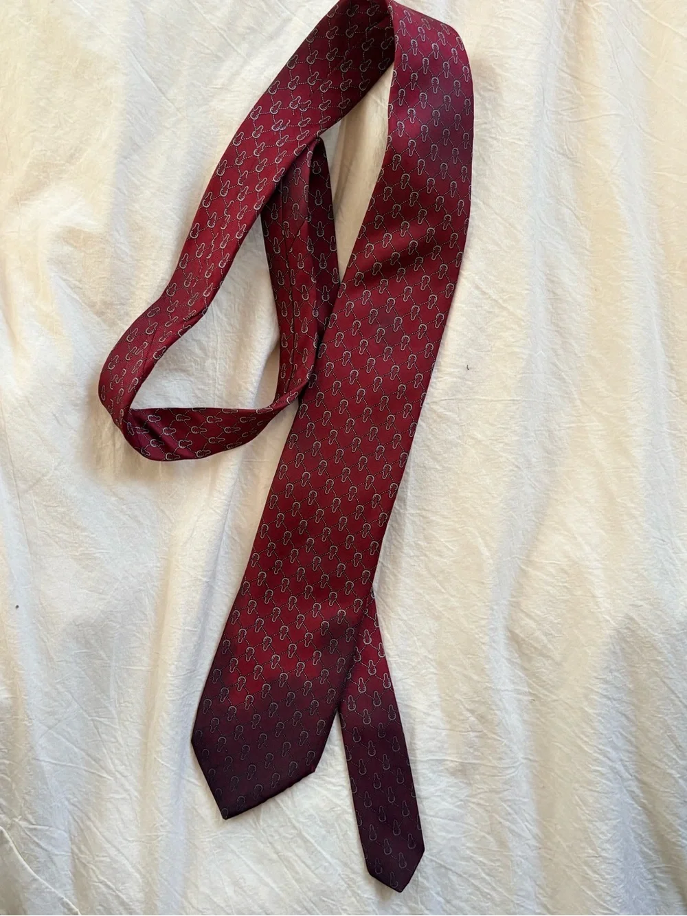 Dior Men's Burgundy Patterned Silk Tie